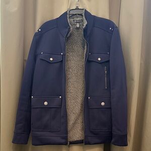 INC International Concepts Dark Blue Jacket with Faux Fur Lining